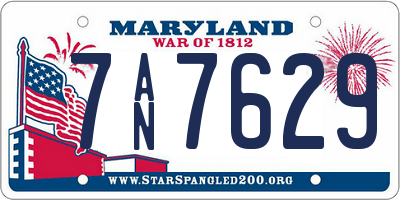 MD license plate 7AN7629