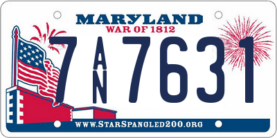 MD license plate 7AN7631