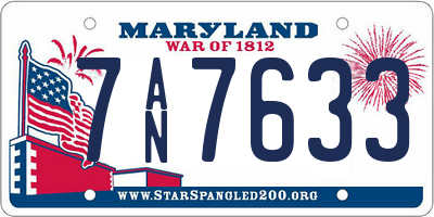 MD license plate 7AN7633