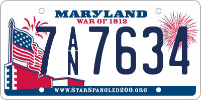 MD license plate 7AN7634