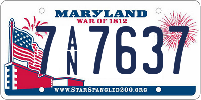 MD license plate 7AN7637
