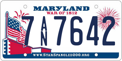 MD license plate 7AN7642