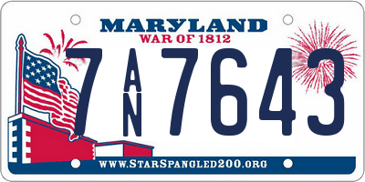 MD license plate 7AN7643