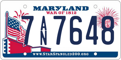 MD license plate 7AN7648