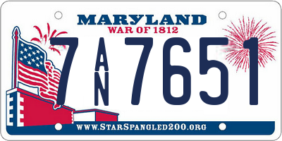 MD license plate 7AN7651
