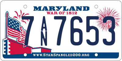 MD license plate 7AN7653