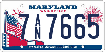 MD license plate 7AN7665