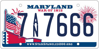 MD license plate 7AN7666