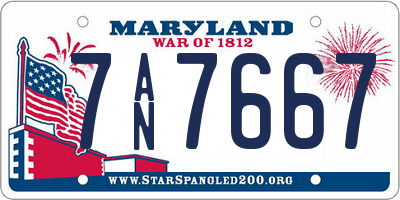 MD license plate 7AN7667