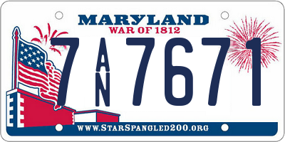 MD license plate 7AN7671