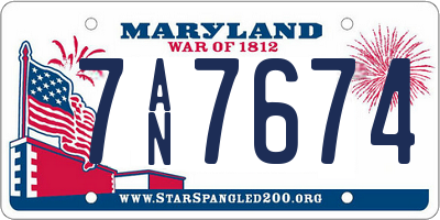 MD license plate 7AN7674