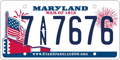 MD license plate 7AN7676