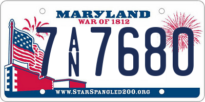 MD license plate 7AN7680
