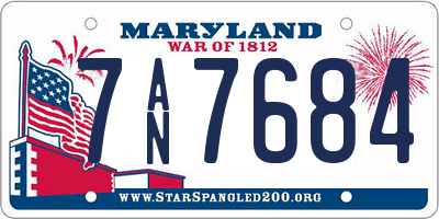 MD license plate 7AN7684