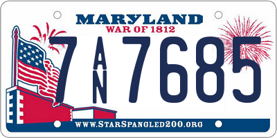MD license plate 7AN7685