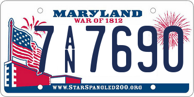 MD license plate 7AN7690