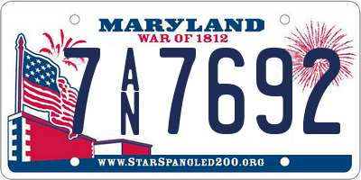 MD license plate 7AN7692