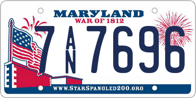 MD license plate 7AN7696