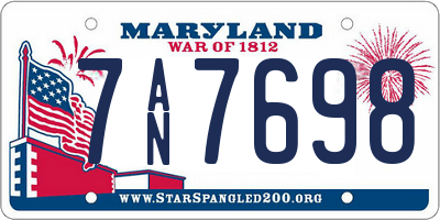 MD license plate 7AN7698