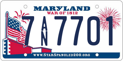 MD license plate 7AN7701