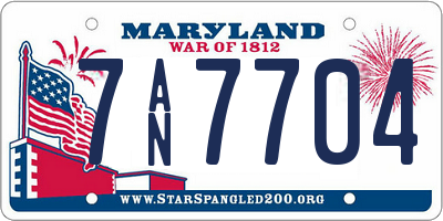MD license plate 7AN7704