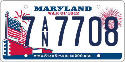 MD license plate 7AN7708