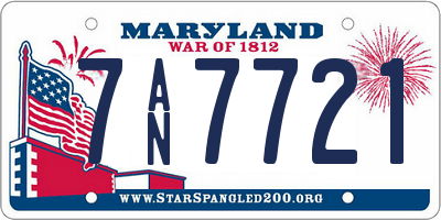 MD license plate 7AN7721