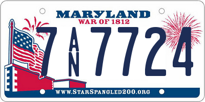 MD license plate 7AN7724