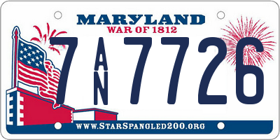 MD license plate 7AN7726