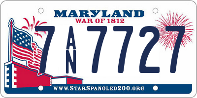 MD license plate 7AN7727