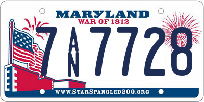 MD license plate 7AN7728