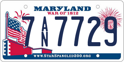 MD license plate 7AN7729