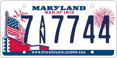 MD license plate 7AN7744