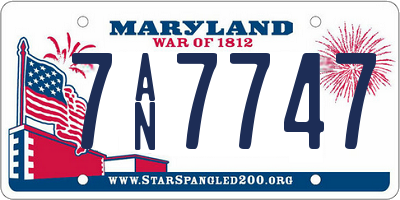 MD license plate 7AN7747