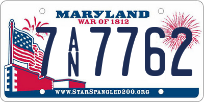 MD license plate 7AN7762