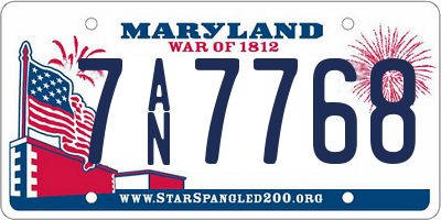 MD license plate 7AN7768