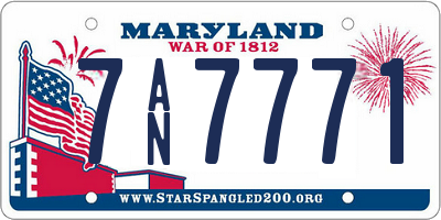MD license plate 7AN7771