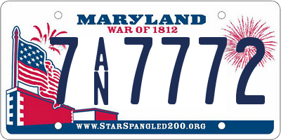 MD license plate 7AN7772
