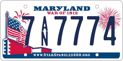 MD license plate 7AN7774