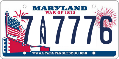 MD license plate 7AN7776