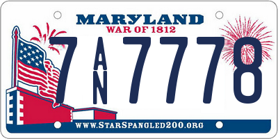 MD license plate 7AN7778