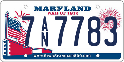 MD license plate 7AN7783