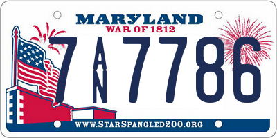 MD license plate 7AN7786