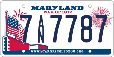 MD license plate 7AN7787