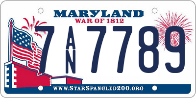 MD license plate 7AN7789