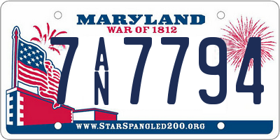 MD license plate 7AN7794