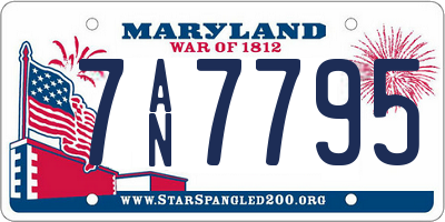 MD license plate 7AN7795