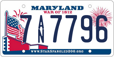 MD license plate 7AN7796