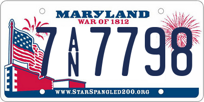 MD license plate 7AN7798