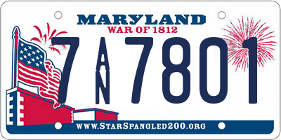 MD license plate 7AN7801